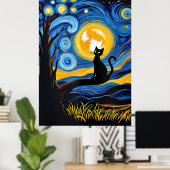 Poster van Gogh Cat Art (Bureau à domicile)
