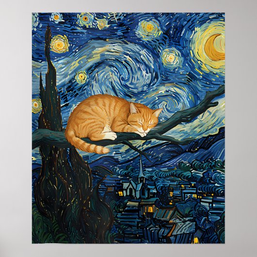 Poster van Gogh Cat Art (Devant)