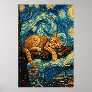 Poster van Gogh Cat Art