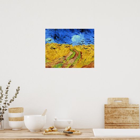 Poster Van Gogh - Champ de blé avec corbeaux, (Cuisine)