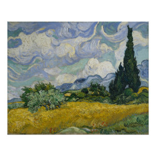 Poster Van Gogh Champ de blé avec Cyprès Célèbre Art