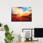 Poster Van Gogh Champ d'herbe et magnifique paysage (Bureau à domicile)