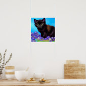 Poster Van Gogh Chat et fleurs (Cuisine)