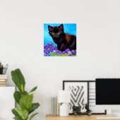 Poster Van Gogh Chat et fleurs (Bureau à domicile)