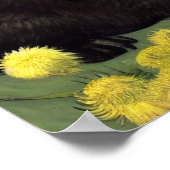 Poster Van Gogh Chat noir Fleurs jaunes (Coin)