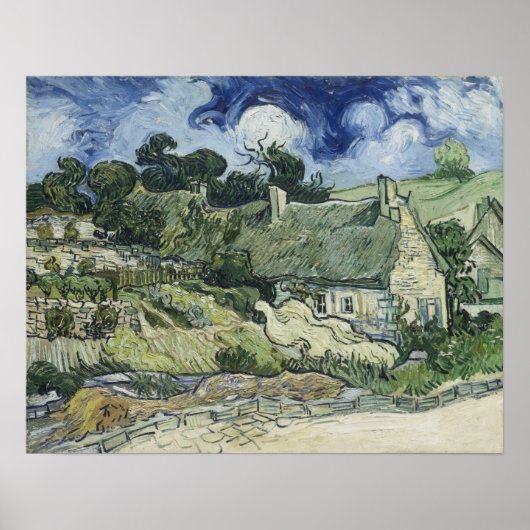 Poster Van Gogh - Chaumières à Cordeville (Devant)