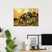 Poster Van Gogh - Chaumières au soleil (Bureau à domicile)