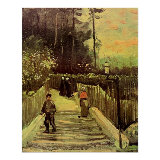 Poster Van Gogh - Chemin en pente à Montmarte (Devant)