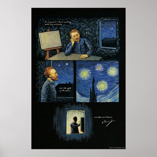 Poster Van Gogh cite : La vue des étoiles (Devant)