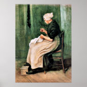 Poster Van Gogh. Femme de Scheveningen cousant, (Devant)