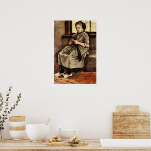 Poster Van Gogh - Femme reprisant des bas,