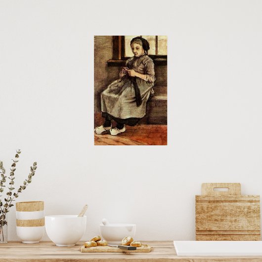 Poster Van Gogh - Femme reprisant des bas, (Cuisine)