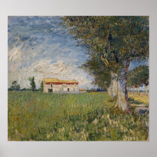 Poster Van Gogh - Ferme Dans Un Champ De Blé
