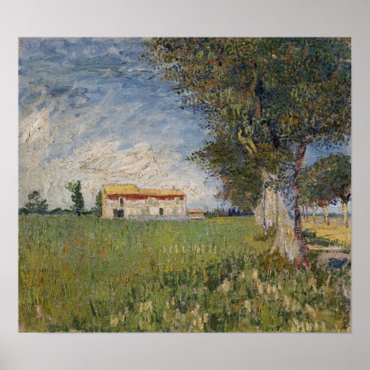 Poster Van Gogh - Ferme Dans Un Champ De Blé (Devant)