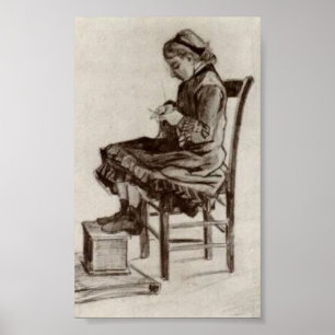 Poster Van Gogh - Fille assise, Tricot