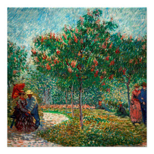 Poster Van Gogh Garden à Montmartre avec des amoureux