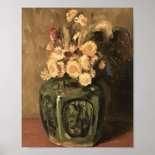 Poster Van Gogh Ginger Jar with Chrysanthemums  (Devant)