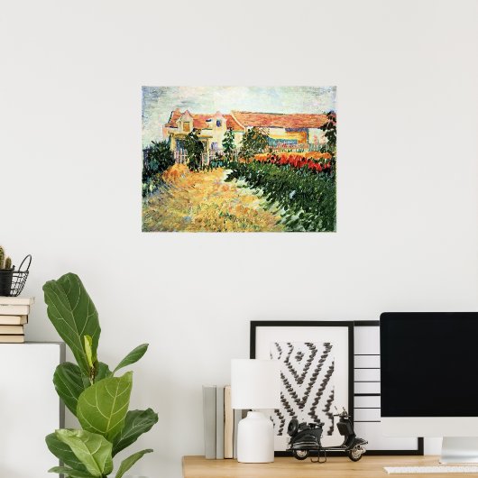 Poster Van Gogh - House with Sunflowers (Bureau à domicile)