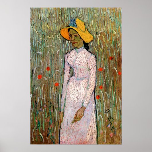 Poster Van Gogh, Jeune Fille Debout ; Fond de Blé (Devant)