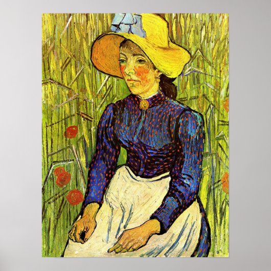 Poster Van Gogh, Jeune paysanne avec Casquette de paille (Devant)