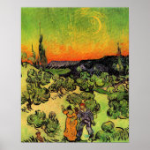 Poster Van Gogh - Landscape with Couple Walking (Devant)