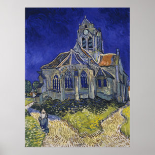 Poster Van Gogh L'église d'Auvers Ciel Bleu Art