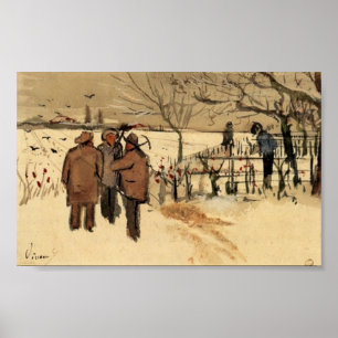 Poster Van Gogh - Les mineurs en hiver de neige