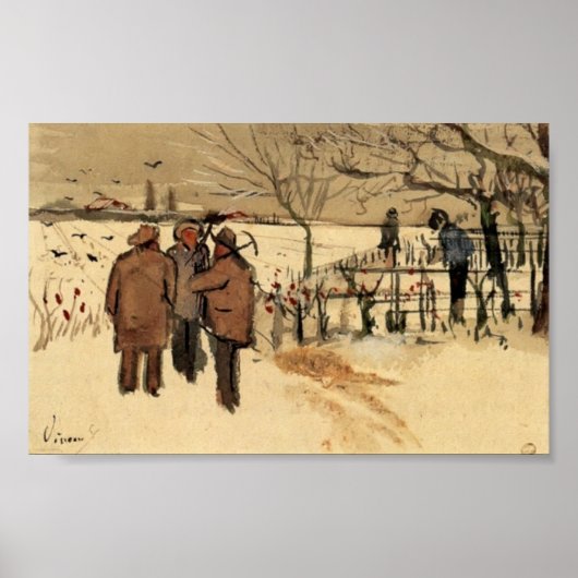 Poster Van Gogh - Les mineurs en hiver de neige (Devant)