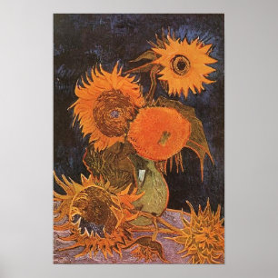 Poster Van Gogh - Nature morte avec 5 tournesols