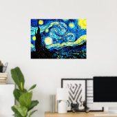 Poster Van Gogh : Nuit étoilée (Bureau à domicile)