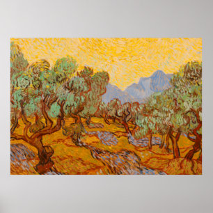 Poster Van Gogh Olive Trees Soleil Jaune Ciel