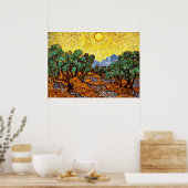 Poster Van Gogh - Oliviers avec ciel jaune et soleil (Cuisine)