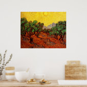 Poster Van Gogh Oliviers avec ciel jaune et soleil (Cuisine)