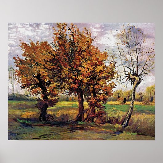 Poster Van Gogh - Paysage Automne Avec Quatre Arbres (Devant)