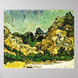 Poster Van Gogh - Paysage de montagne à Saint-Rémy