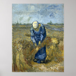 Poster Van Gogh - Paysanne liant des gerbes