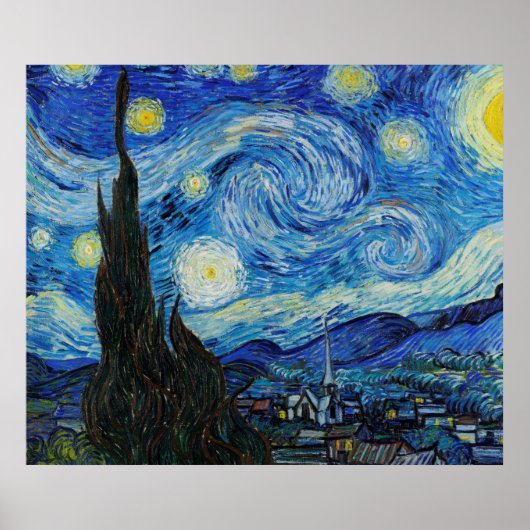 Poster Van Gogh Peinture de la nuit étoilée (1889) (Devant)