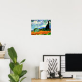 Poster Van Gogh peinture, Wheatfield avec Cypress Tree (Bureau à domicile)