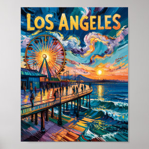 Poster Van Gogh Père Noël Monica Pier Los Angeles Califor