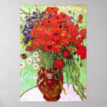 POSTER VAN GOGH RED POPPIES & DAISES DÉCOUPAGE IMPRIMER<br><div class="desc">L'un des tableaux de Vincent Van Gogh sur la vie morte, avec un vase de fleurs dans une marmite en argile remplie de pavots, pour la plupart rouges, mais quelques marguerites blanches et des fleurs sauvages violettes. Une belle image de printemps ou d'été d'art floral dans son style post impressionniste....</div>