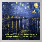 Poster Van Gogh Rhone Starry Night & Courage Citation Pos (Devant)