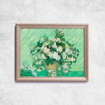 Poster Van Gogh Rose Vieux Art Mur célèbre<br><div class="desc">Poster de Vincent Van Gogh,  Rose,  1890. Vieille peinture célèbre avec des fleurs blanches sur un pot et un ton vert dans un style postimpressionniste. Licence CCO,  domaine public art. Cadre non inclus.</div>