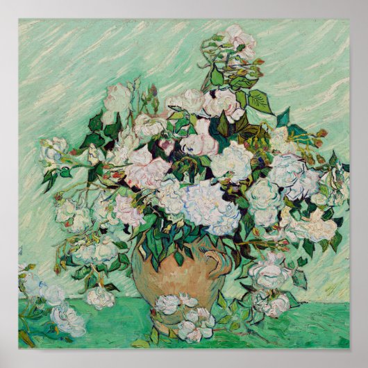 Poster Van Gogh - Roses, famous painting, (Devant)