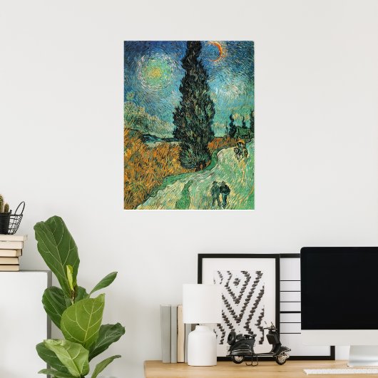 POSTER VAN GOGH - ROUTE AVEC CYPRESS ET STAR (Bureau à domicile)