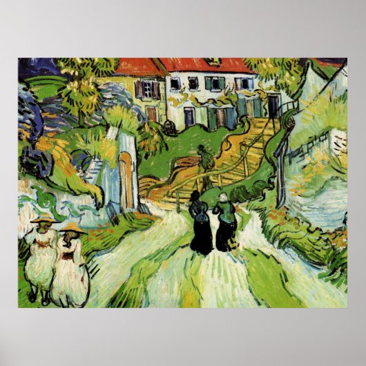 Poster Van Gogh - Rue du village et marches à Auvers (Devant)