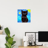 Poster Van Gogh Starry Night Black Cat (Bureau à domicile)