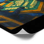 Poster Van gogh starry night cat playing mahjong chinese (Coin)