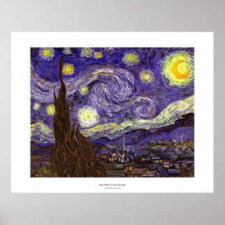 Poster Van Gogh Starry Peinture de nuit de l'artiste Vinc