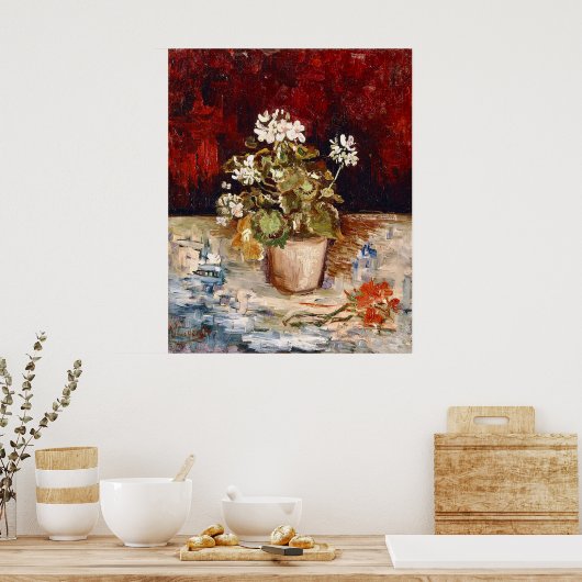 Poster Van Gogh Still Life Pot of Geraniums  (Cuisine)