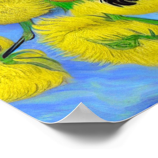 Poster Van Gogh Style Chat avec tournesol (Coin)